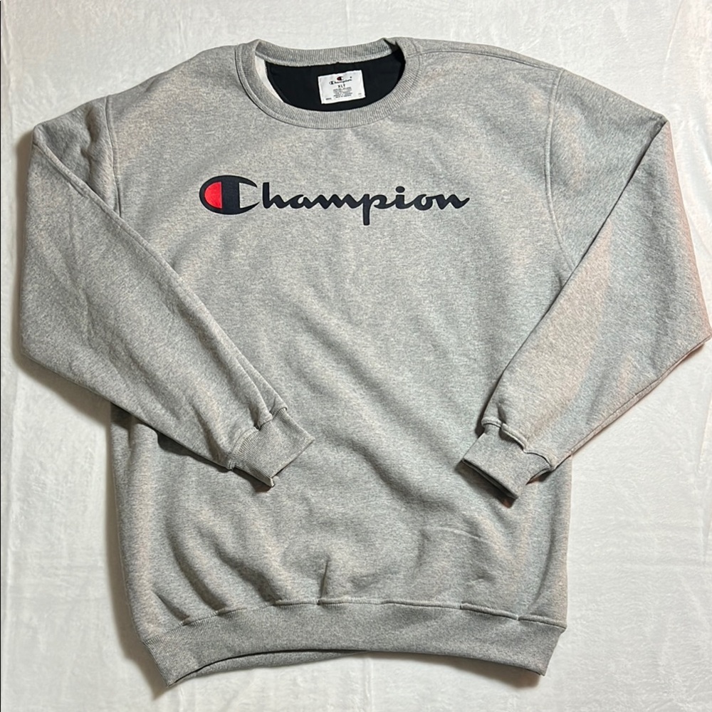 Champion Gray Crewneck Sweater Classic Athletic Style - XLT